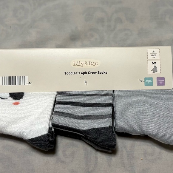 lily & dan Other - Lily & Dan Toddler's 6-Pack Crew Socks - Black, Gray, White